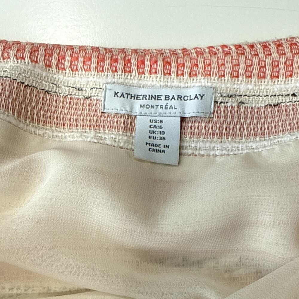 Katherine Barclay Pencil Skirt Academia Coral Cream‎ Striped Women's Size 6 - Picture 4 of 10